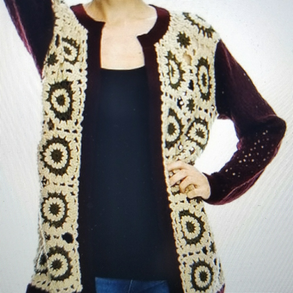 b-SHARP Open-weave Crochet Cardigan Sweater Maroon